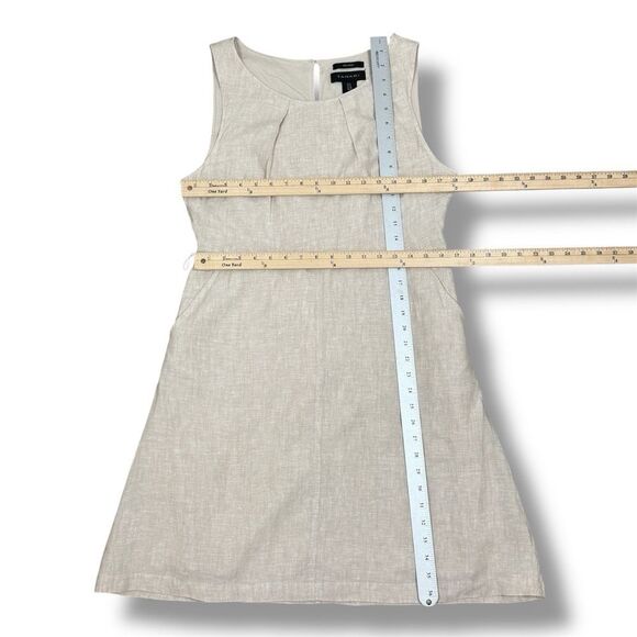 Tahari Linen Sleeveless A Line Dress Tan Beige 8 Knee Length - Picture 10 of 11